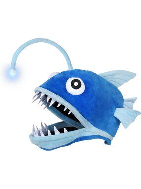 🎃Kids Blue Fish Costume Hat for Adult Angler Fish Light up Costume Hats